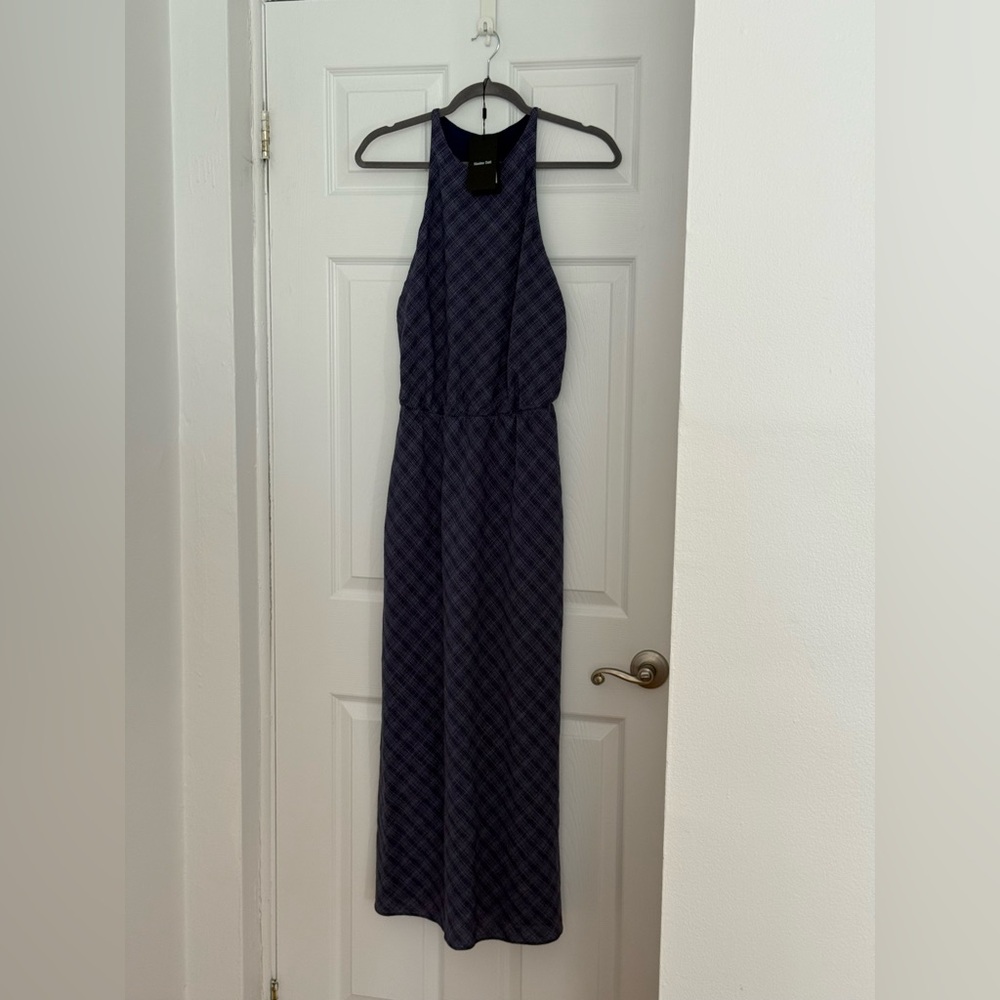 NEW Massimo Dutti Long Checkered Dress with Back Detail - Picture 3 of 12